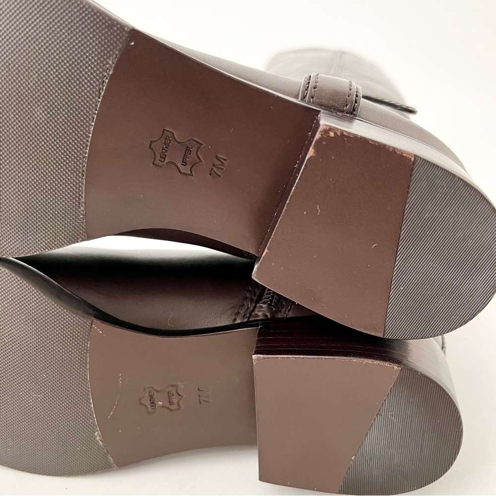 TORY BURCH | Tall Riding Boots Bristol Dark Brown Coconut Leather Size 7 - Picture 13 of 15